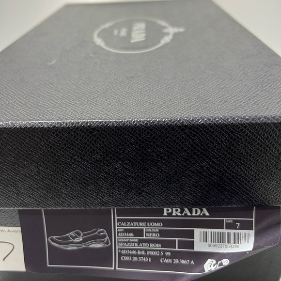 Prada Spazzalato Rois Leather Penny Loafers Black Men’s UK 7/US 8 $775 - Picture 8 of 9